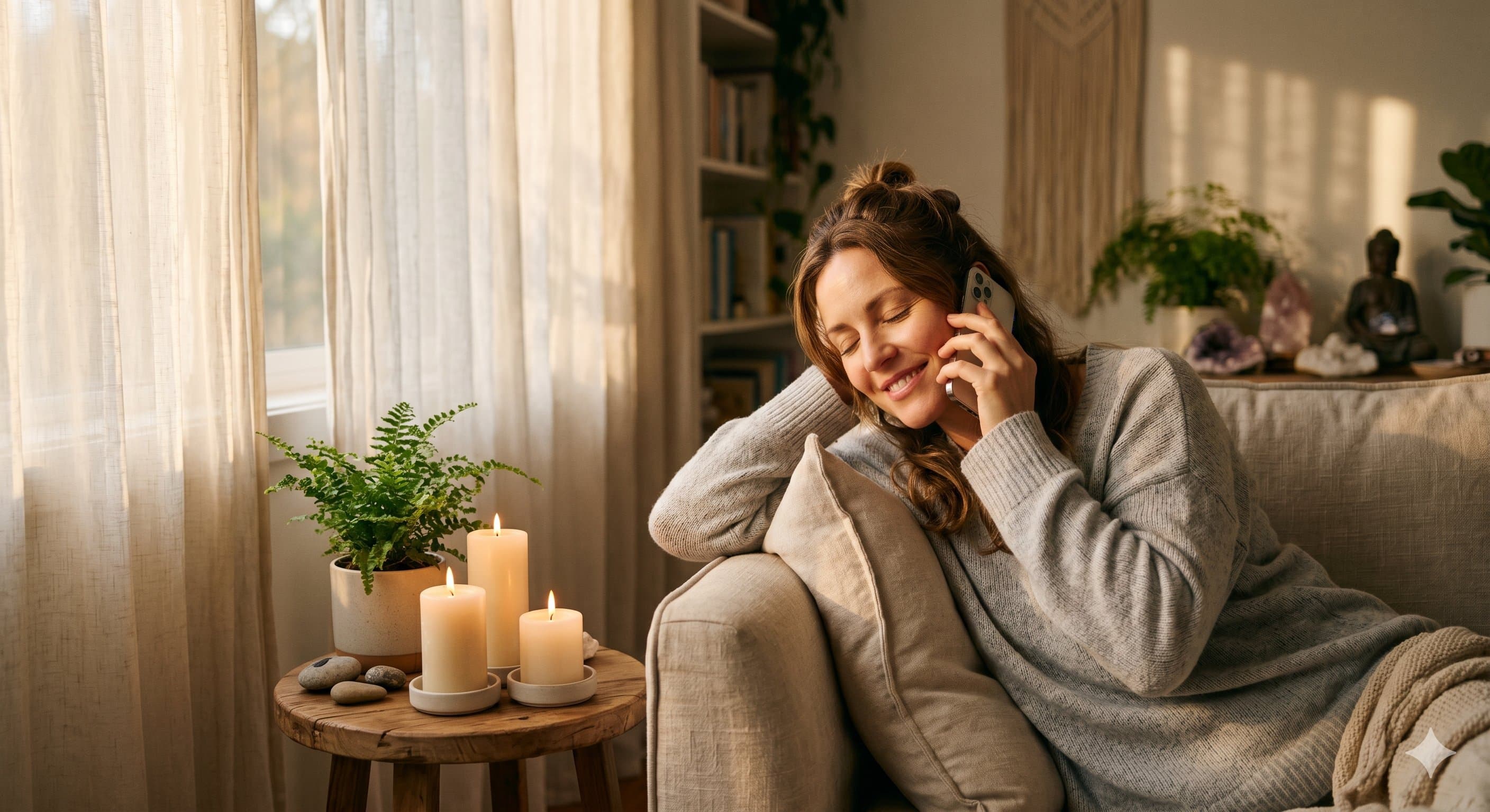 Woman receiving a phone psychic reading -- Rita offers nationwide phone readings from Houston TX